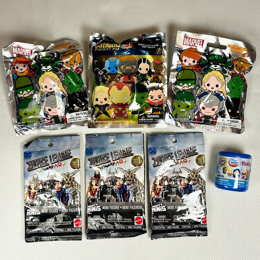 Lot of 7 Blind Bags & Mystery Boxes New & Sealed Marvel/Justice League/Avengers